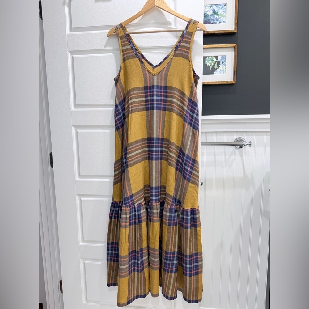 The Odells Catania Maxi Dress Mustard Plaid Small